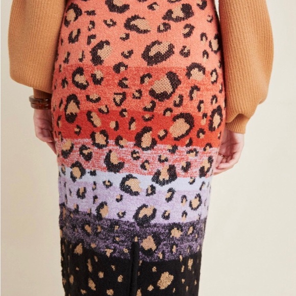 Anthropologie Maeve Leopard Sweater Knit Pencil Skirt Size Small - Picture 3 of 9